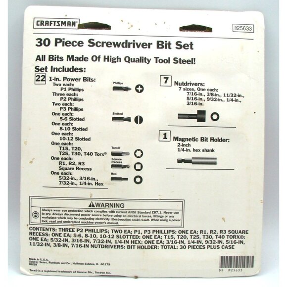 NEW Craftsman 30 Pc Screwdriver Bit Set w/ Storage Case Red 925633 NOS Seal Vtg - Picture 8 of 11